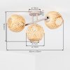 Boho plafondlamp Basto met drie gevlochten bolkappen in natuurlijke kleuren