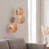 Boho wandlamp Basto met drie ronde gevlochten bamboekappen in natuurlijke kleuren