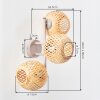 3-lichts wandlamp Basto in zandkleur, 2-delige set met ronde gevlochten bamboekappen