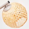 3-lichts wandlamp Basto in zandkleur, 2-delige set met ronde gevlochten bamboekappen