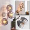 Moderne cluster-wandlamp Koyoto met 3 ronde rook- en heldere glazen kappen