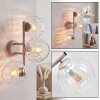 Moderne wandlamp Koyoto met drie heldere geribbelde glazen bollen, zandkleurig armatuur