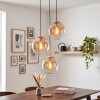 Cluster-hanglamp Gastor, bij montage verstelbaar, glazen kappen in amber en helder