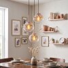 Cluster-hanglamp Gastor, bij montage verstelbaar, glazen kappen in amber en helder