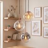 Moderne cluster-hanglamp Gastor met glazen bollen in rookkleurig, amber en helder