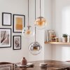 Moderne cluster-hanglamp Gastor met glazen bollen in rookkleurig, amber en helder