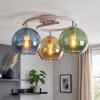 Moderne ronde plafondlamp Koyoto met blauwe, groene en goudkleurige glazen bollen