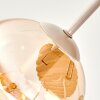 Boho cluster-plafondlamp Koyoto met houten lamellenplaat en 5 bollen