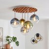 Boho cluster-plafondlamp Gastor met 5 schermen in blauw, groen en chroom