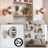 Moderne Globe-wandlamp Gastor, zandkleurige wandhouder, 2-delige set met heldere kap