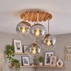 Boho Cluster-plafondlamp Gastor met 4 rook- en heldere glazen bollen