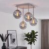 Moderne plafondlamp Gastor met 4 rookglazen bollen, zandkleurig armatuur in clusteropstelling