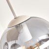 Moderne plafondlamp Gastor met 4 rookglazen bollen, zandkleurig armatuur in clusteropstelling