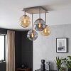 Cluster-plafondlamp Gastor met 4 moderne glazen bollen in rookkleurig en amber