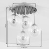 Boho plafondlamp Gastor met lamellenplaat en 4 glazen bollen in helder, rook en amber
