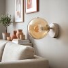 Wandlamp met glazen bol Gastor, retrostijl, amberkleurig glas, wit metaal, E14
