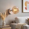 Wandlamp met glazen bol Gastor, retrostijl, amberkleurig glas, wit metaal, E14