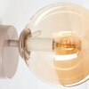Wandlamp met glazen bol Gastor, retrostijl, amberkleurig glas, wit metaal, E14