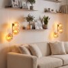 Moderne wandlamp Gastor, set van 2 met 3 amberkleurige glazen bollen in verticale opstelling