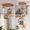Cluster-plafondlamp Koyoto met 4 glazen bollen in chroom, rook, amber en helder
