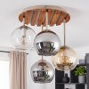Cluster-plafondlamp Koyoto met 4 glazen bollen in chroom, rook, amber en helder