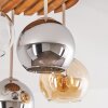 Cluster-plafondlamp Koyoto met 4 glazen bollen in chroom, rook, amber en helder