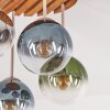 Boho Cluster-plafondlamp Gastor met houtlamellen en blauwe bolschermen