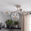 Moderne plafondlamp met glazen bollen Koyoto, 3 heldere glazen kappen, E14, zandkleurig