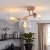 Moderne plafondlamp met glazen bollen Koyoto, 3 heldere glazen kappen, E14, zandkleurig