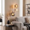 Moderne wandlamp Koyoto met drie glazen bollen in amber, rook, chroom en helder