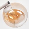 Moderne wandlamp Koyoto met drie glazen bollen in amber, rook, chroom en helder