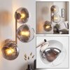 Moderne wandlamp Koyoto met drie ronde glazen bollen in rookkleurig en helder glas, E14