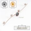 Moderne plafondlamp Gastor met gebogen armatuur en 4 glazen bollen in rook en amber