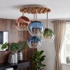 Boho-plafondlamp Koyoto met 4 glazen bollen in blauw, groen, koperkleurig, helder