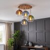Boho-plafondlamp Koyoto met 4 glazen bollen in blauw, groen, koperkleurig, helder