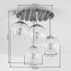 Boho plafondlamp Koyoto met houten lamellenplaat en 4 glazen bollen, E14