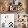 Moderne wandlamp Koyoto, 2-delige set met 3 glazen bollen in helder, amber en rook