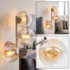 Moderne wandlamp Koyoto met drie amberkleurige en heldere glazen bollen