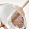 Boho plafondlamp Gastor met houten lamellenplaat en 5 rookglazen bollen