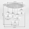 Vintage cluster-plafondlamp Koyoto met 5 amberkleurige ronde bollen, totale diameter 45 cm