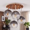 Moderne plafondlamp Koyoto met 4 glazen bollen in rook en helder, clusteropstelling