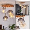 Boho cluster-plafondlamp Koyoto met 4 glazen bollen in amber, rook en helder