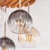 Boho cluster-plafondlamp Koyoto met 4 glazen bollen in amber, rook en helder