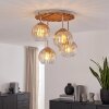 Cluster-plafondlamp Koyoto met glazen bollen in amber en helder voor de eettafel