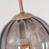 Boho cluster-plafondlamp Koyoto met 4 rookglazen bollen en houten lamellen