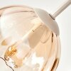 Cluster-plafondlamp Koyoto met 5 geribbelde glazen kappen in amber, rook en helder