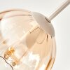 Moderne Cluster-plafondlamp Koyoto met 5 amberkleurige en heldere glazen bollen
