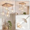 Moderne Cluster-plafondlamp Koyoto met 5 geribbelde heldere glazen bollen