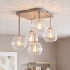 Moderne Cluster-plafondlamp Koyoto met 5 geribbelde heldere glazen bollen
