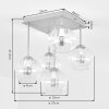 Moderne Cluster-plafondlamp Koyoto met 5 geribbelde heldere glazen bollen